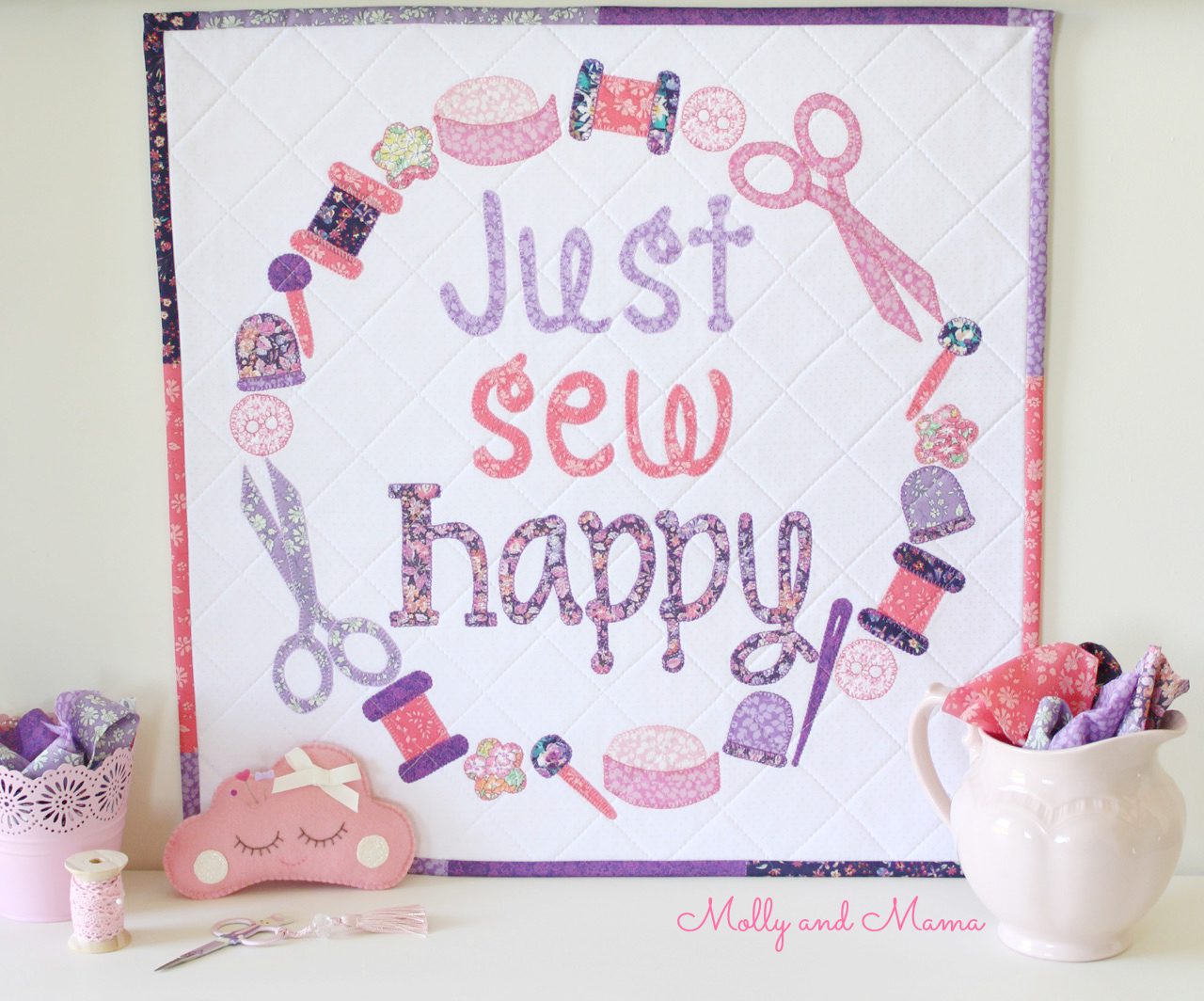 Just Sew Happy Mini Quilt from Tied with a Ribbon