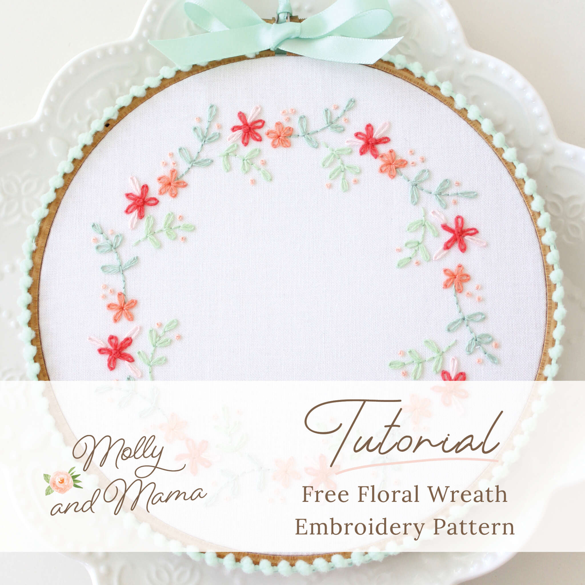 Free Embroidery Wreath Pattern - Aurifil Artisan Challenge - Molly and Mama