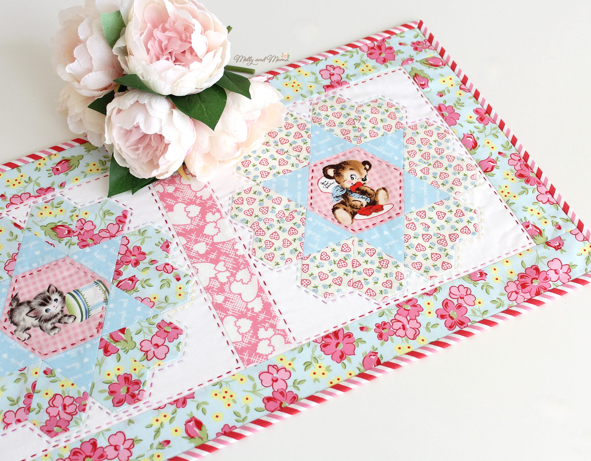 A Valentine’s  Version of the Tilly’s Tea Party Table Runner
