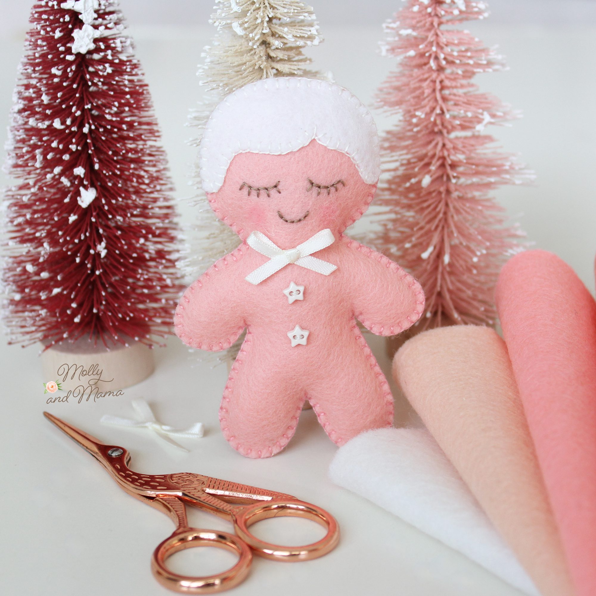 Hand Stitch Free Felt Gingerbread Ornaments - Molly and Mama